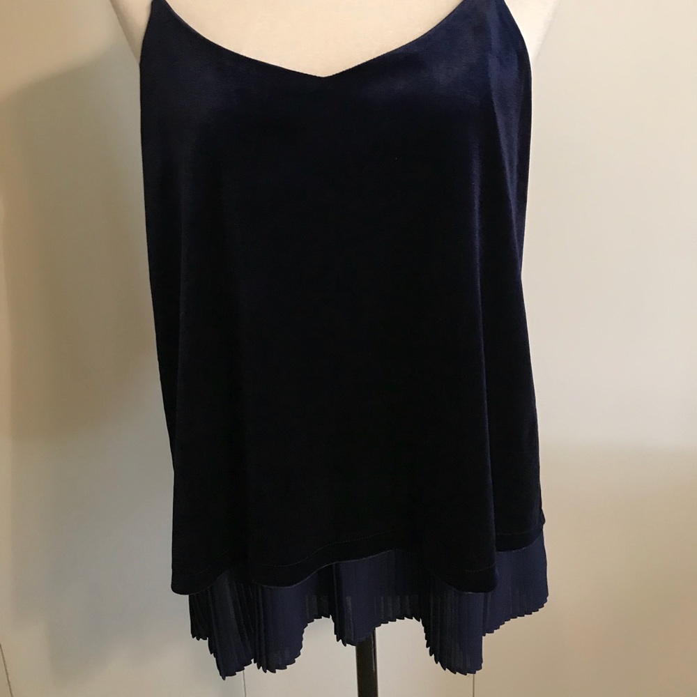 Rose and Olive Navy blue velvet top